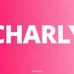 Charly écrit en lettres blanches sur un fond rose dégradé